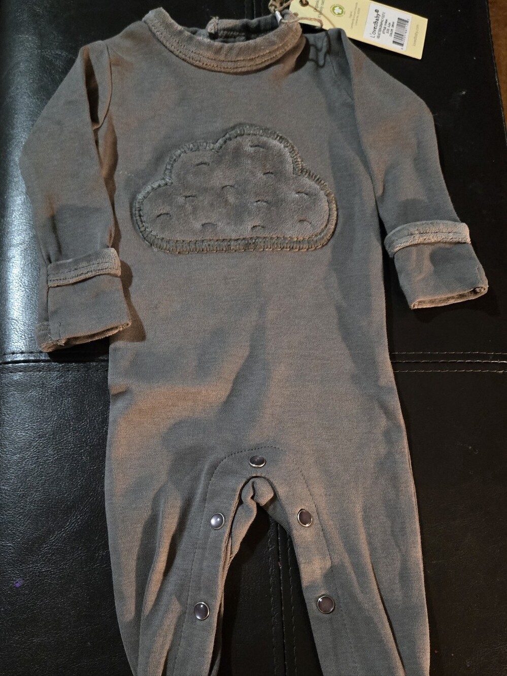 Gray Cloud One-Piece Baby Romper - Long Sleeve L'oved Baby 100% Organic